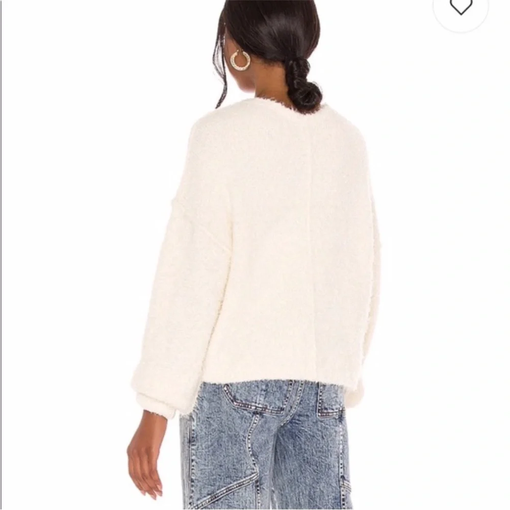 Free People NWOT Sz Lg Icing Ivory Cream V-Neck Nubby Knit Sweater Giftable